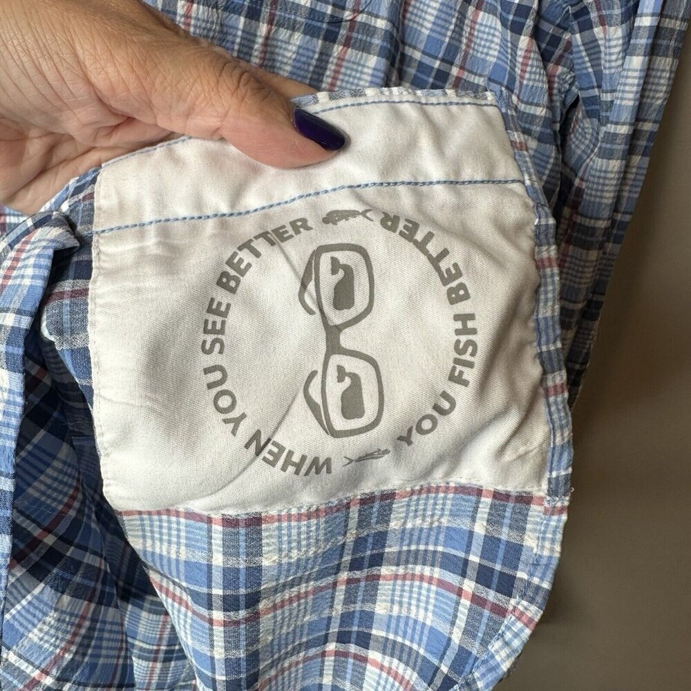 Vineyard Vines Harbor Shirt Mens L Blue Plaid Button Down Fishing Vented Outdoor - Picture 8 of 13